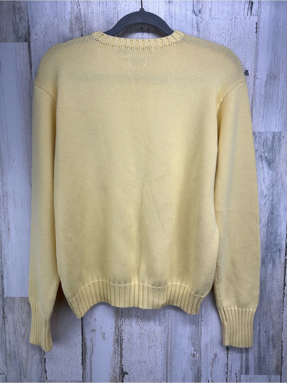 Polo Ralph Lauren Yellow Crewneck Pullover Sweater 100% Cotton Mens Medium - Picture 4 of 6
